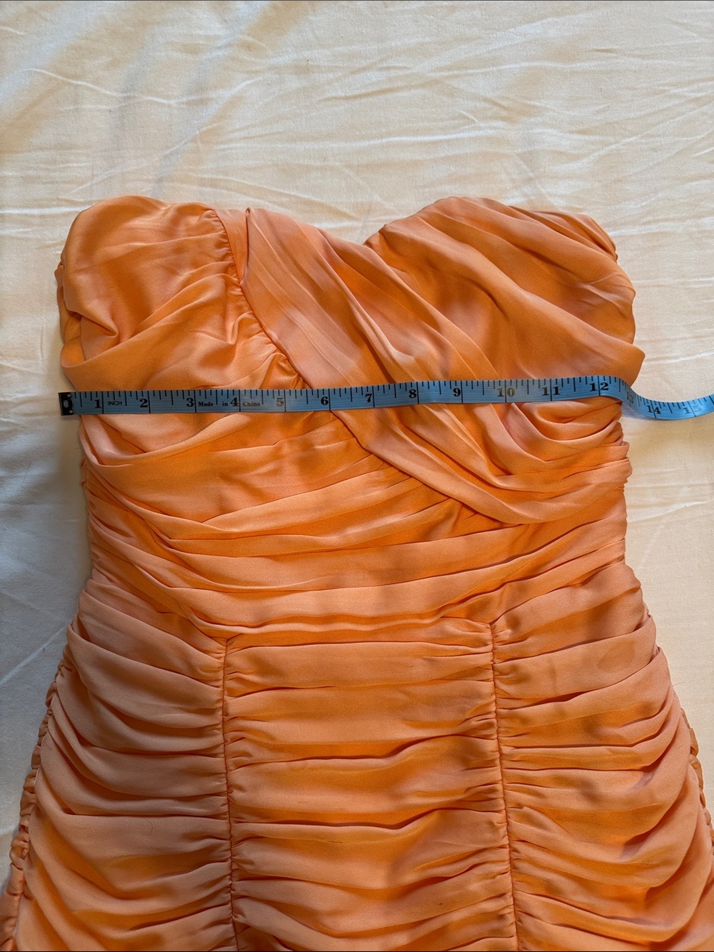 Ruched Coral Strapless Mini Dress | Bodycon Party Dress - Picture 8 of 9